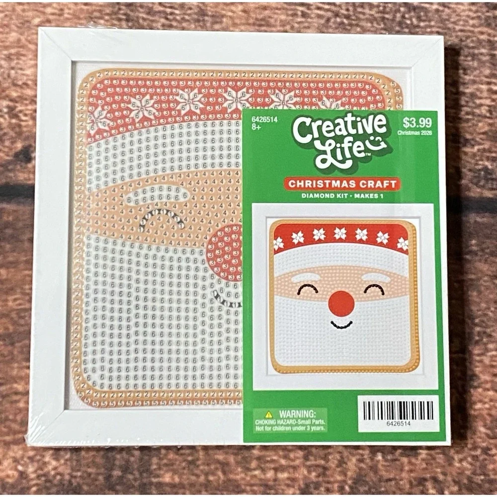 Santa Clause Face Square Diamond Painting Kit in Frame Hobby Lobby Creative Life